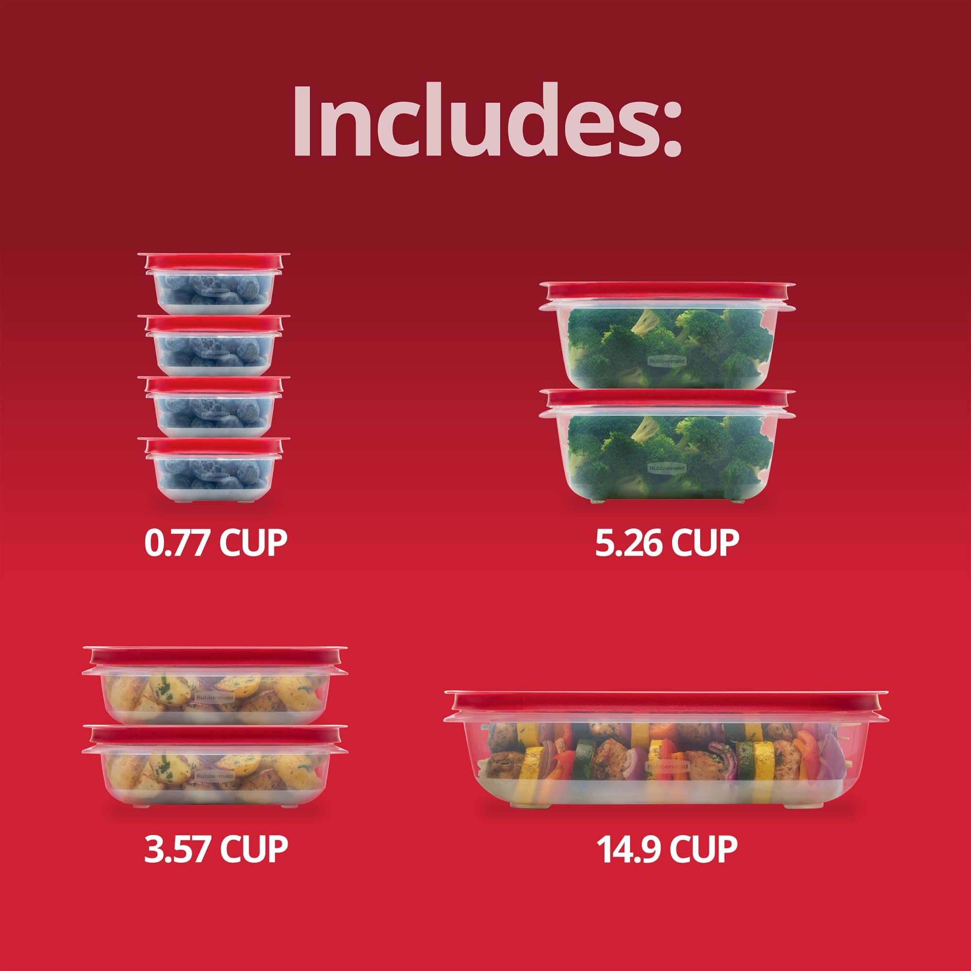 Rubbermaid EasyStore Large Containers, 18-Piece Set, Food Storage